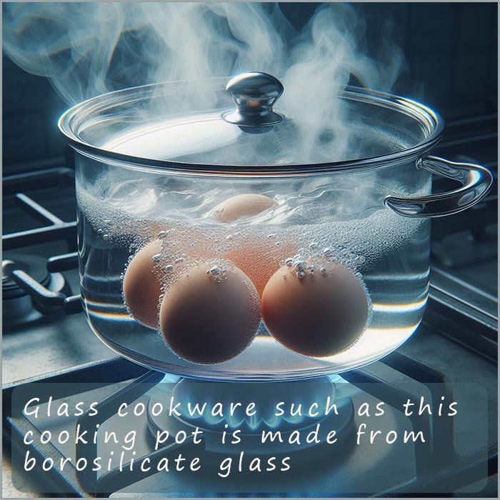Glass cooking pot made from borosilicate glass